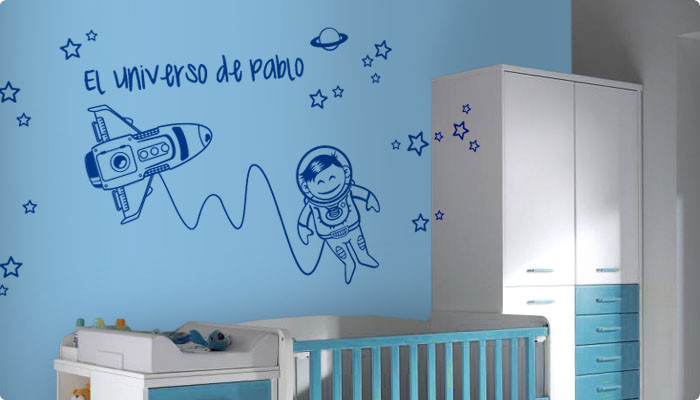 vinilo decorativo infantil astronauta universo
