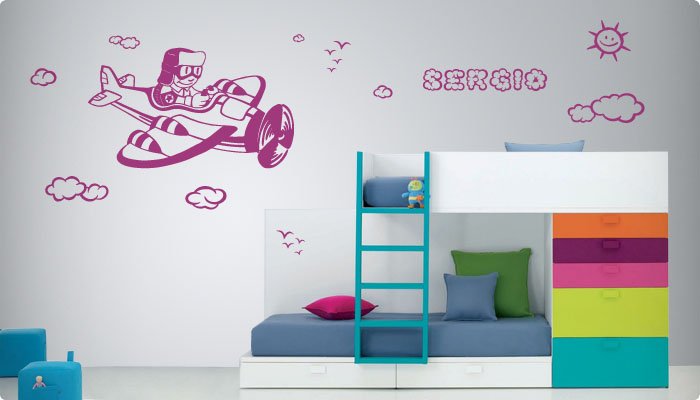 vinilo decorativo aviador infantil