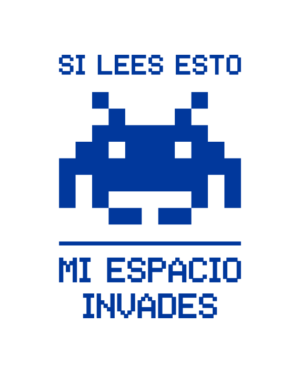 pegatina space invaders advertencia