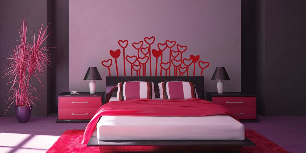 vinilo decorativo corazones en flor florazones