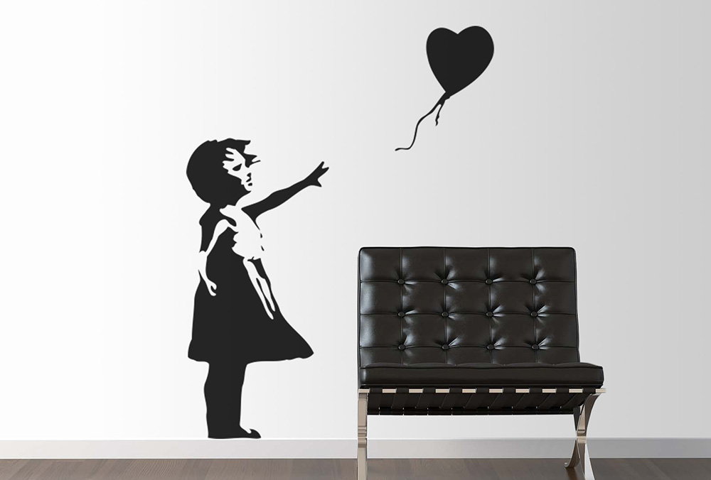 vinilo decorativo banksy niña globo corazón