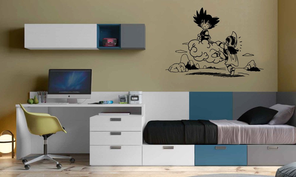 vinilo decorativo dragon ball goku chichi nube kinton