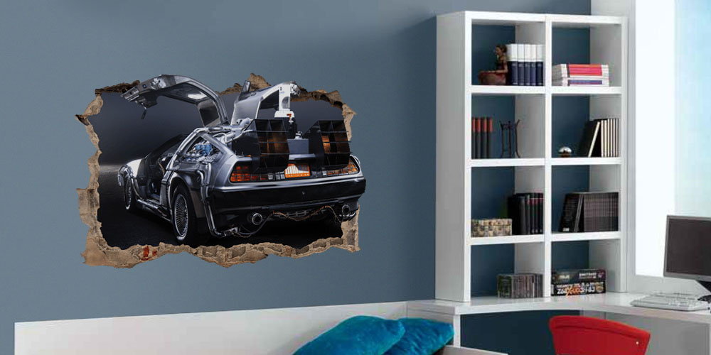 delorean regreso al futuro incrustado pared vinilo decorativo