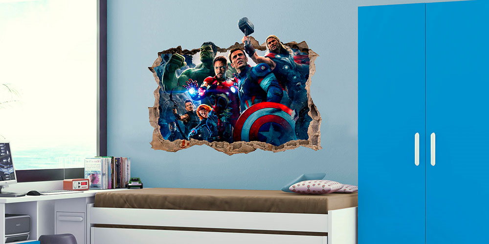 Wall Graphics Pegatinas de Pared Agujero en la Pared Vengadores Avengers Adhesivo Decorativo de Pared 76 XL - 100 x 65 cm 