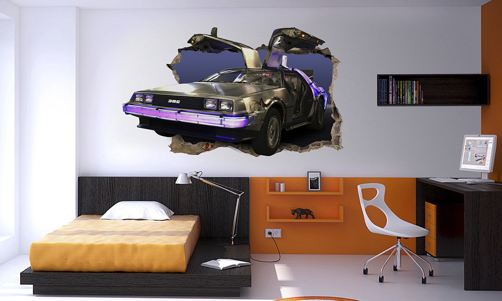 Delorean se sale pared vinilo decorativo