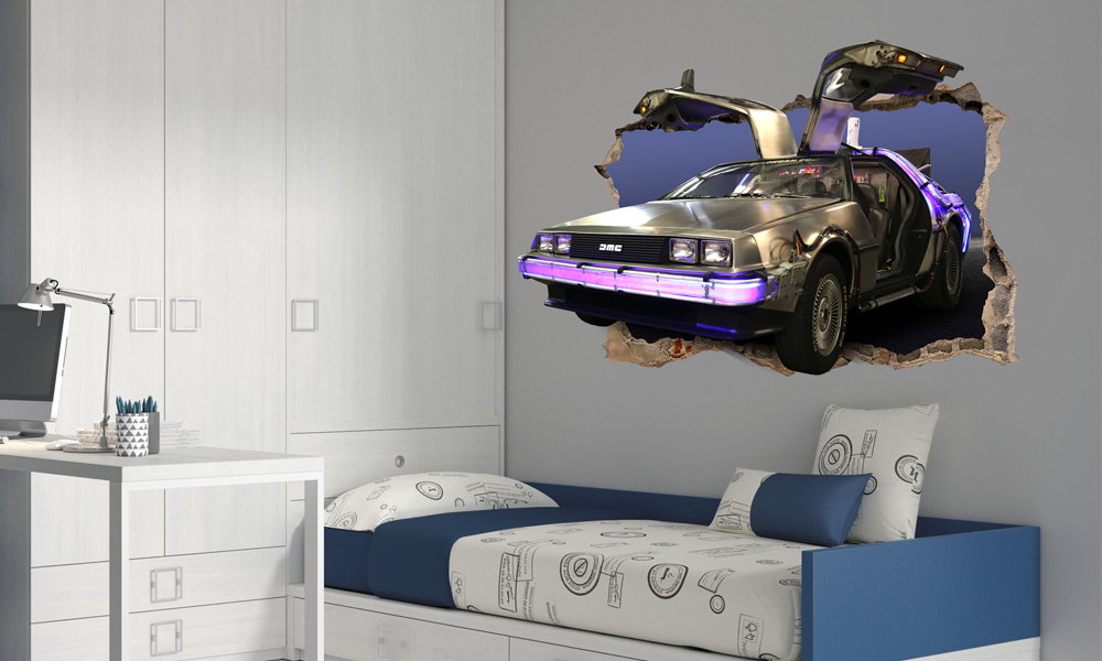 Delorean se sale pared vinilo decorativo