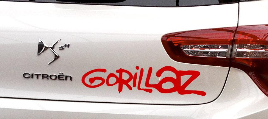 pegatina gorillaz logo letras coche moto tablet