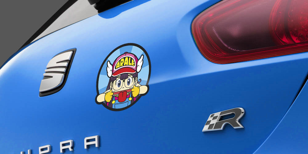 pegatina arale lengua redonda vinilo coche moto dr slump