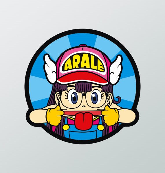 pegatina arale redonda lengua dr slump vinilo