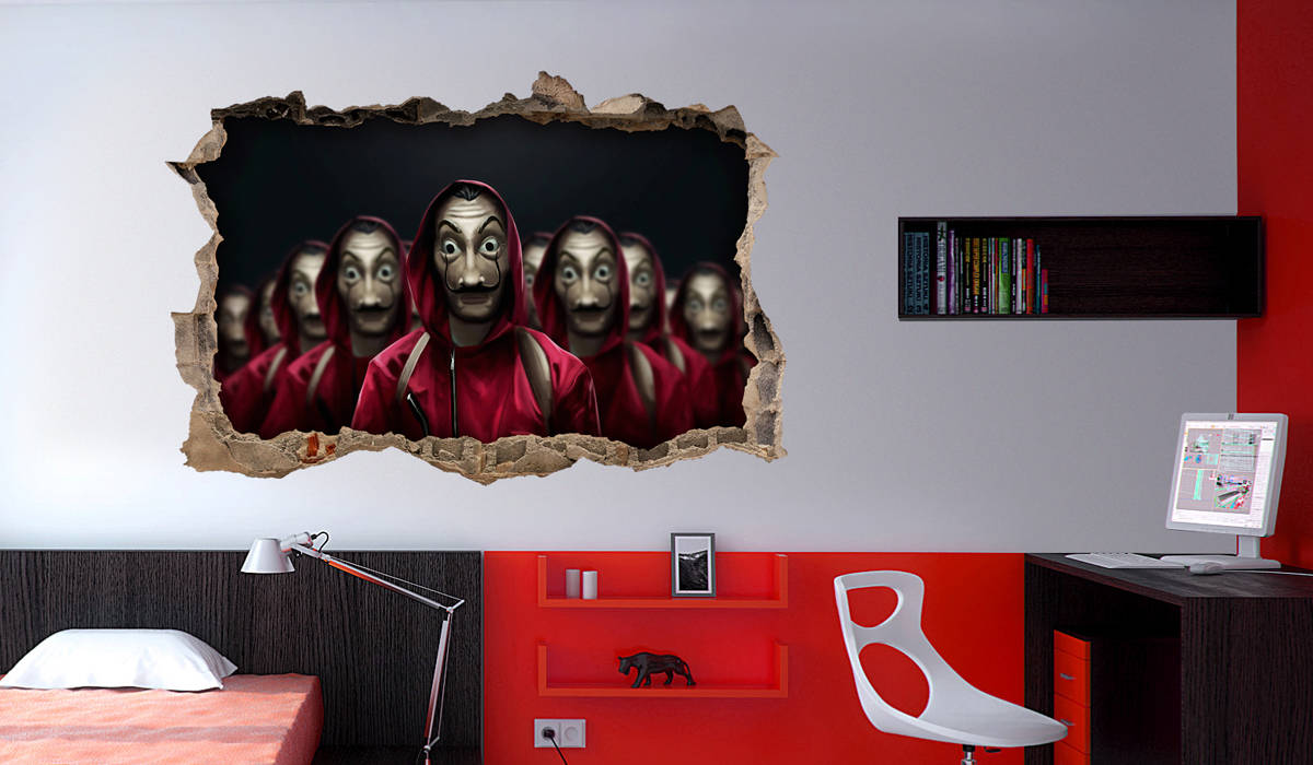 la casa de papel vinilo pared rota mural