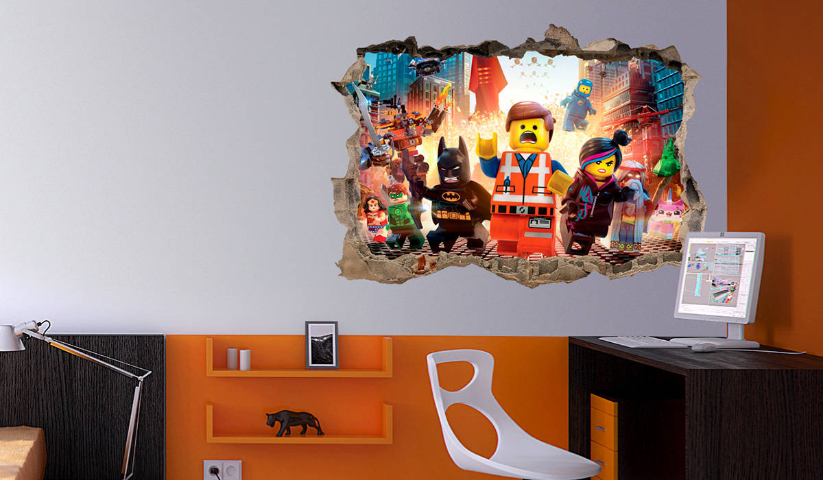 Vinilo decorativo infantil Lego, personajes en la ciudad