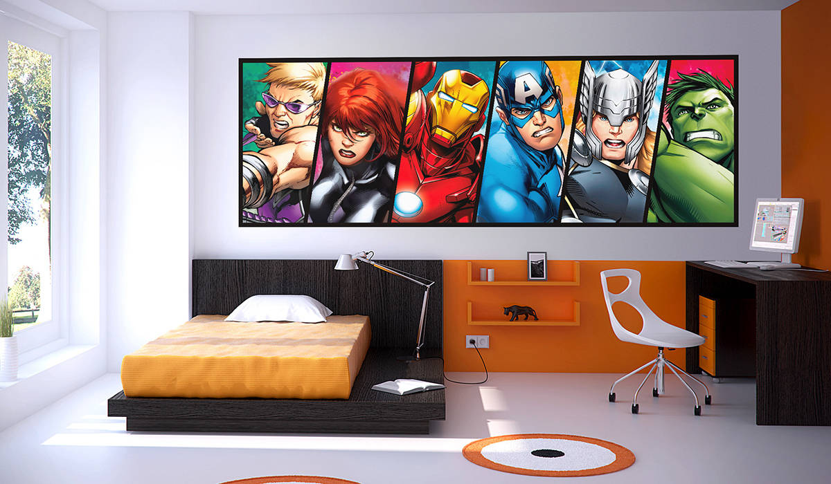 vengadores avengers vinilo comic color mural decoración