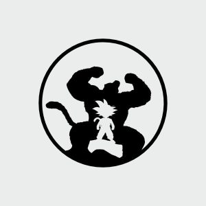 pegatina goku mono luna vinilo troquelado