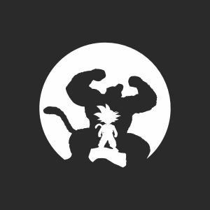 pegatina goku mono luna vinilo troquelado
