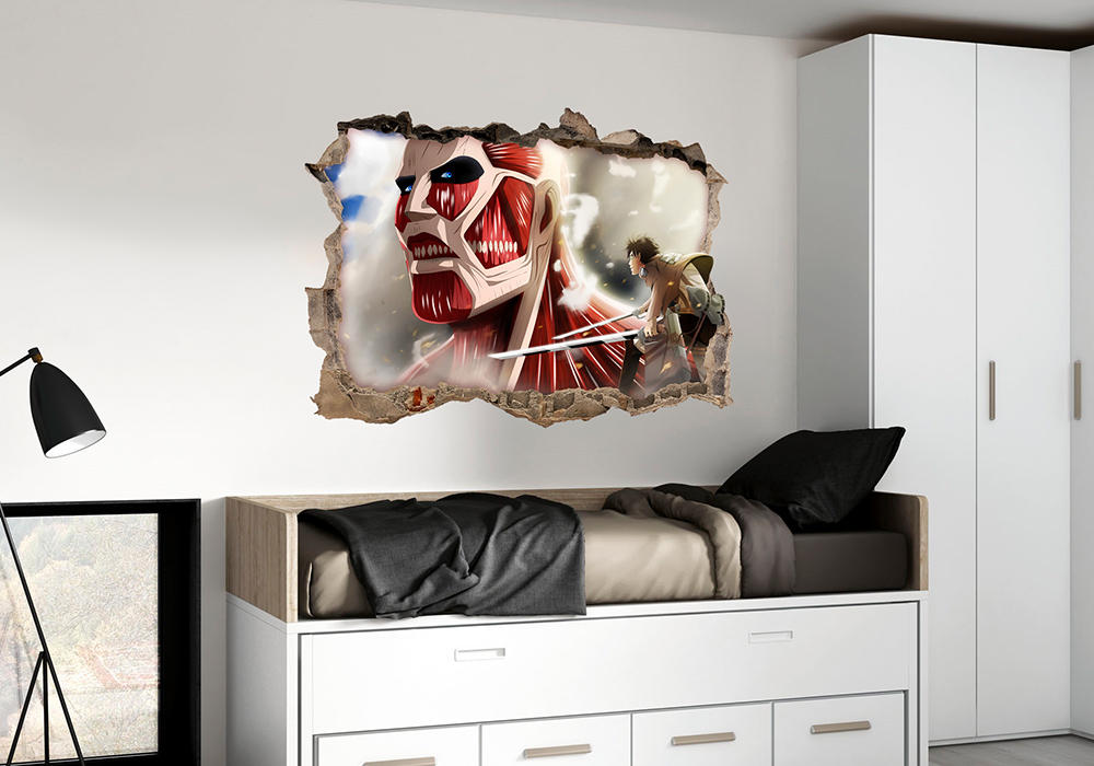 vinilo attack on titan colosal pared rota mural adhesivo