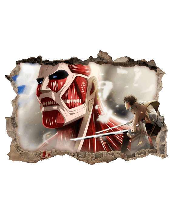 vinilo decorativo attack on titan mural pared rota colosal