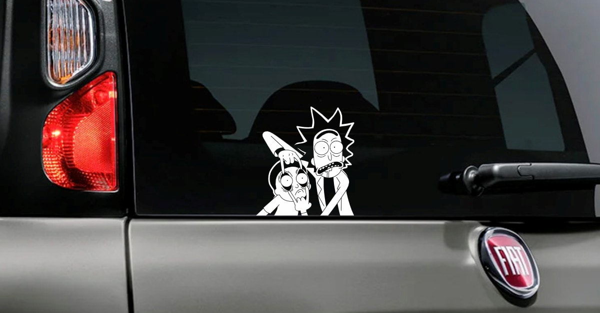 rick y morty pegatina vinilo asomaos coche