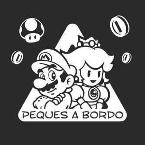 pegatina bebe a bordo mario y princesa peach personalizada
